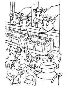 Dalmatians in the cowshed coloring page