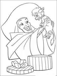Cruella De Vil with her pet coloring page