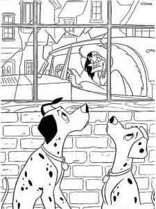 Pongo and Perdita meet Cruella De Vil coloring page