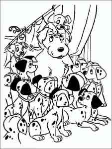 Pongo with puppies coloring page