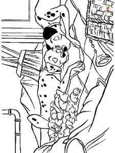 Perdita and Pongo sleep with the puppies coloring page