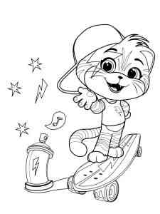 Lampo on a skateboard 44 Cats coloring page