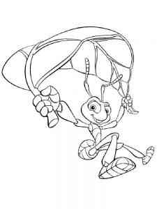 Flik is flying on a leaf coloring page