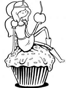 Princess Bubblegum sit on a cupcake coloring page