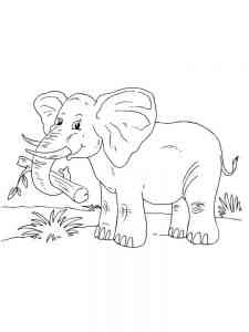 Elephant with a log coloring page