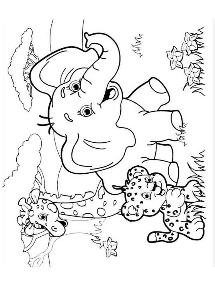 Elephant, Giraffe, Leopard coloring page
