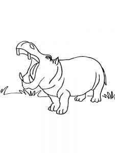 Hippo opens its mouth coloring page