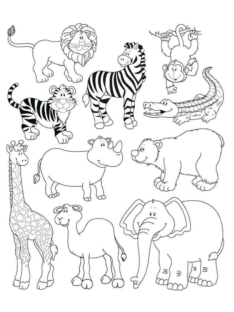 Different African Animals coloring page