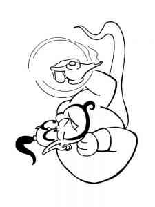 Genie with lamp coloring page