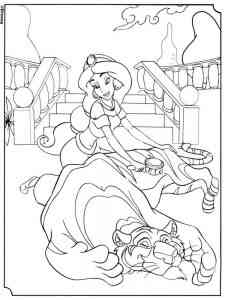Jasmine brushes a tiger coloring page