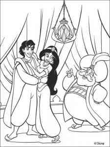 Sultan, Aladdin and Jasmine coloring page