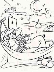 Aladdin and Abu admiring the stars coloring page