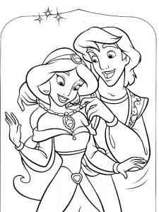 Aladdin gave Jasmine a necklace coloring page
