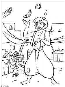 Aladdin juggles fruit coloring page
