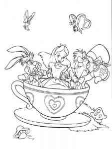 Alice in a teacup coloring page