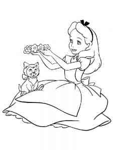 Alice and Kitten coloring page