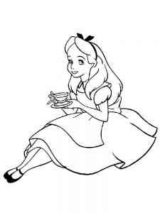 Alice drinks Tea coloring page