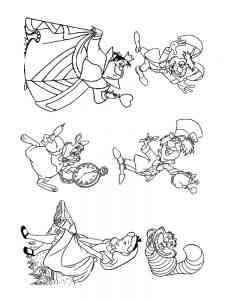 Alice In Wonderland characters coloring page
