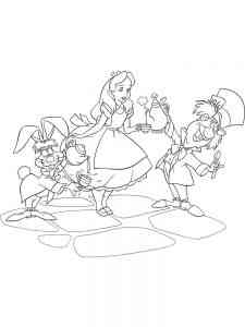 Alice, Mad Hatter and March Hare coloring page