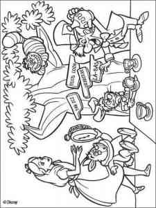 Alice in Wonderland cartoon characters coloring page