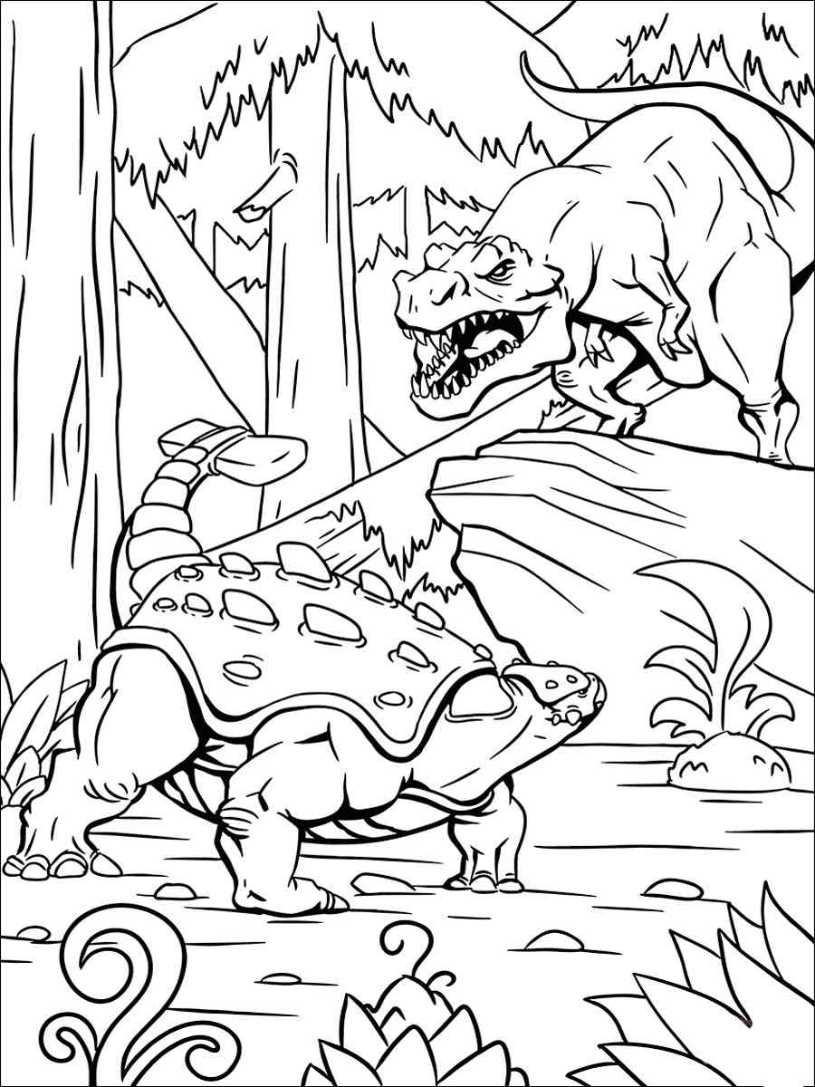 Ankylosaurus and T-Rex coloring page