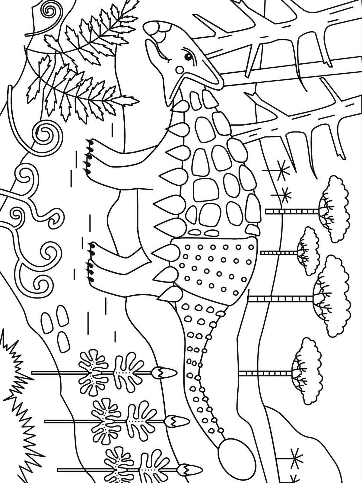 Wild Ankylosaurus coloring page