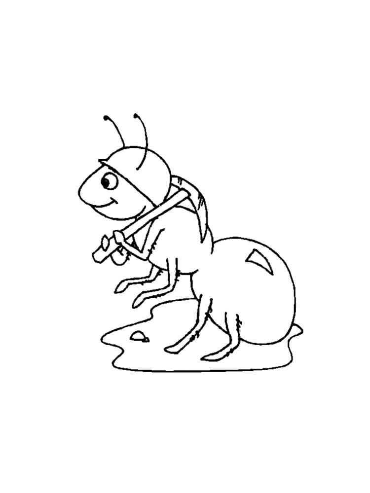Ant with a pickaxe coloring page
