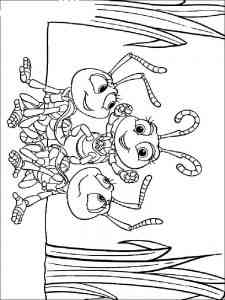 Three cartoon ants coloring page