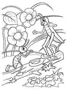 Ant and Grasshopper coloring page