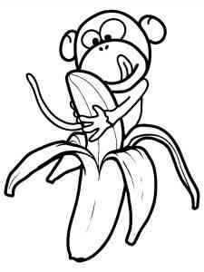 Ape hugs a banana coloring page