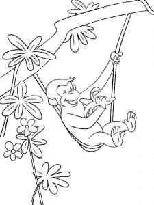Ape hanging on the liana coloring page