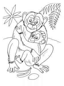 Ape and her baby coloring page