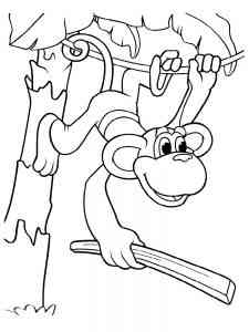 Ape hanging from a tree coloring page