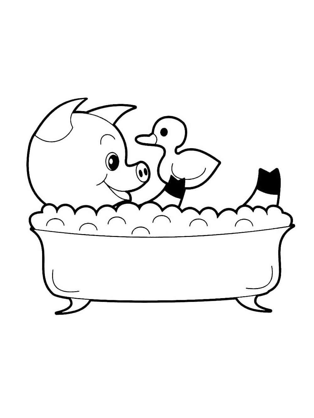 Baby Pig in the bathtub coloring page
