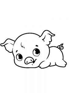 Baby Pig lies down coloring page