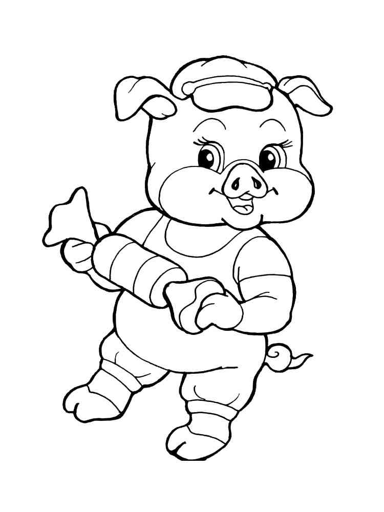 Baby Pig with candy coloring page