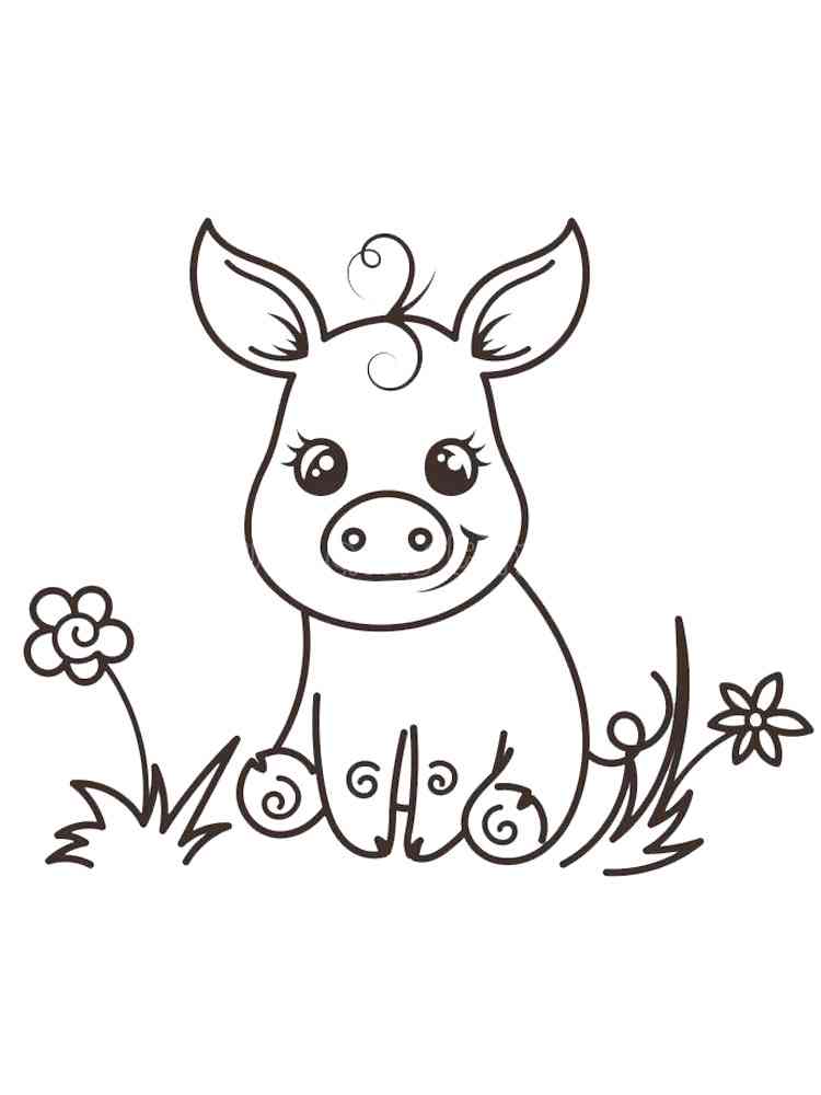 Baby Pig on the grass coloring page