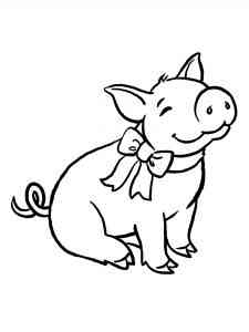 Baby Pig with bow coloring page