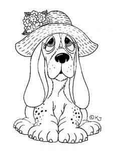 Basset Hound in the Hat coloring page