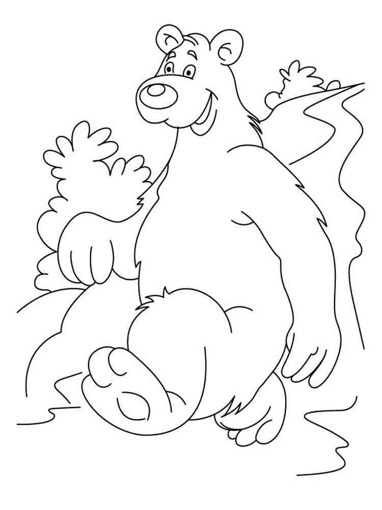 Cartoon bear runs coloring page