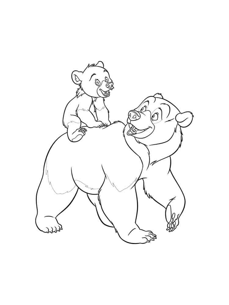 Bear with baby bear coloring page