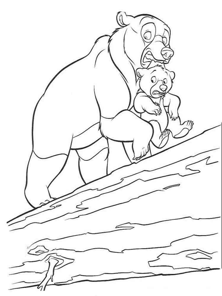 Bear carries a cub coloring page