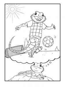 Bearded Dragon playing soccer coloring page