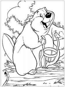 Happy Cartoon Beaver coloring page