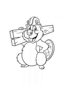 Beaver with a plank coloring page