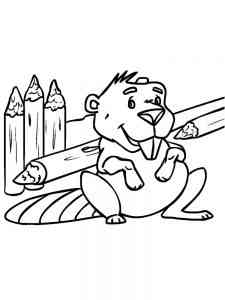 Beaver and logs coloring page