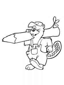 Beaver carries a log coloring page