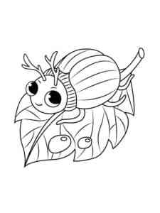 Beetle on a leaf coloring page