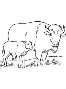 Family Bison coloring page