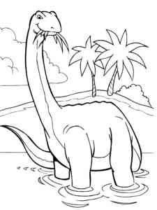 Brachiosaurus eats leaves coloring page
